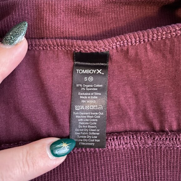 TomboyX Women S Maroon Red Purple Ribbed Bralette Organic Cotton Adjustable - Picture 7 of 7